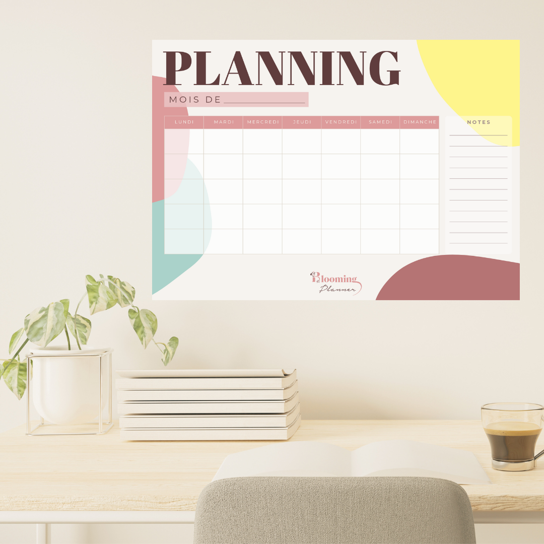 Planning Mensuel - affiche effaçable