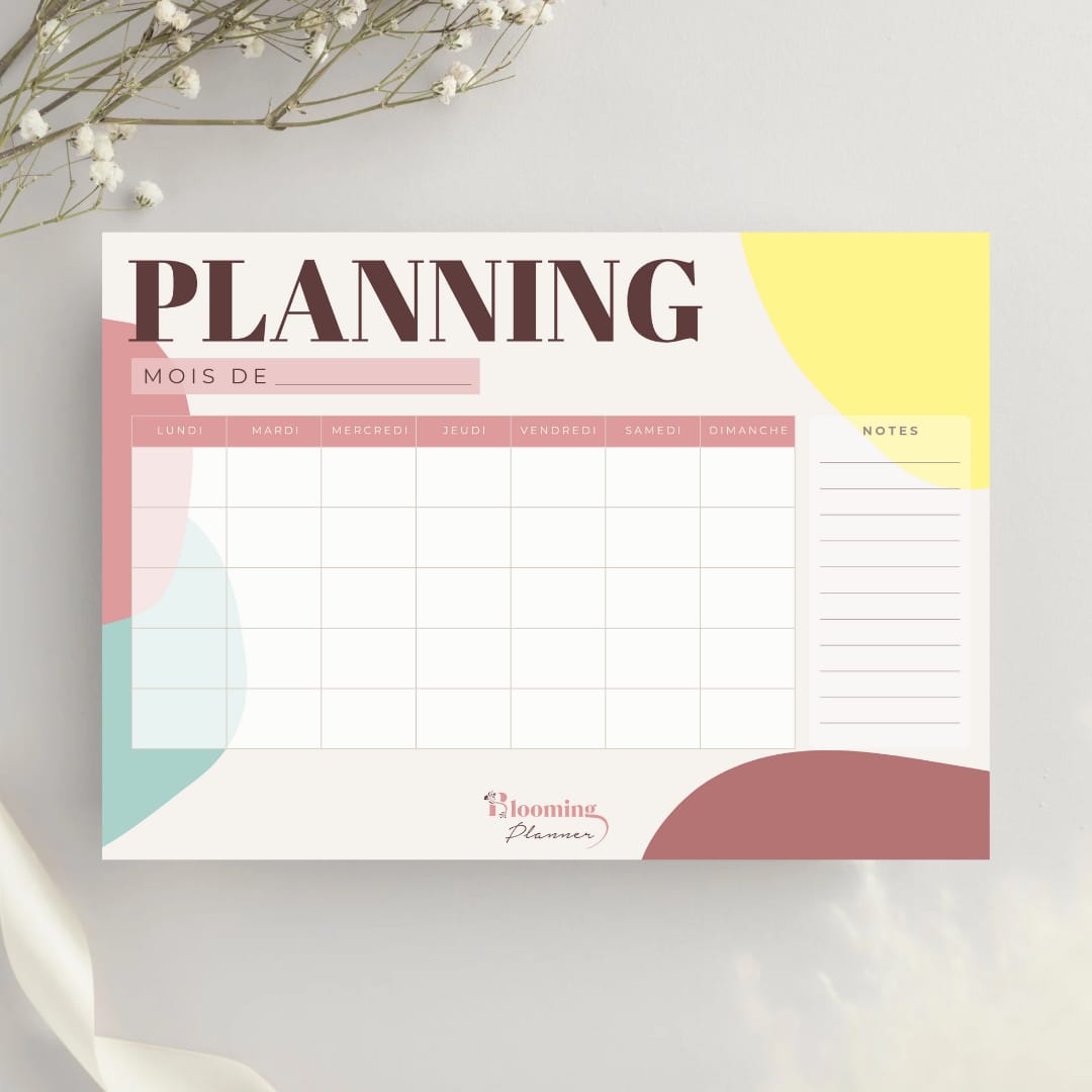 Planning Mensuel - affiche effaçable